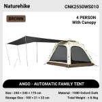 چادر اتوماتیک سایبان دار 3 نفره نیچرهایک Naturehike 3-person automatic canopy tent - Image 4