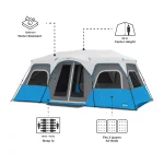 چادر اتومات  – 12 نفره کمپینگ چراغ دار Core 12 Person Lighted Instant Cabin Tent - Image 2