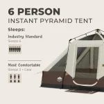 چادر 6 نفره چراغ دار کمپینگ Core 6 Person Lighted Instant Pyramid Tent - Image 3