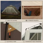 چادر 6 نفره چراغ دار کمپینگ Core 6 Person Lighted Instant Pyramid Tent - Image 6